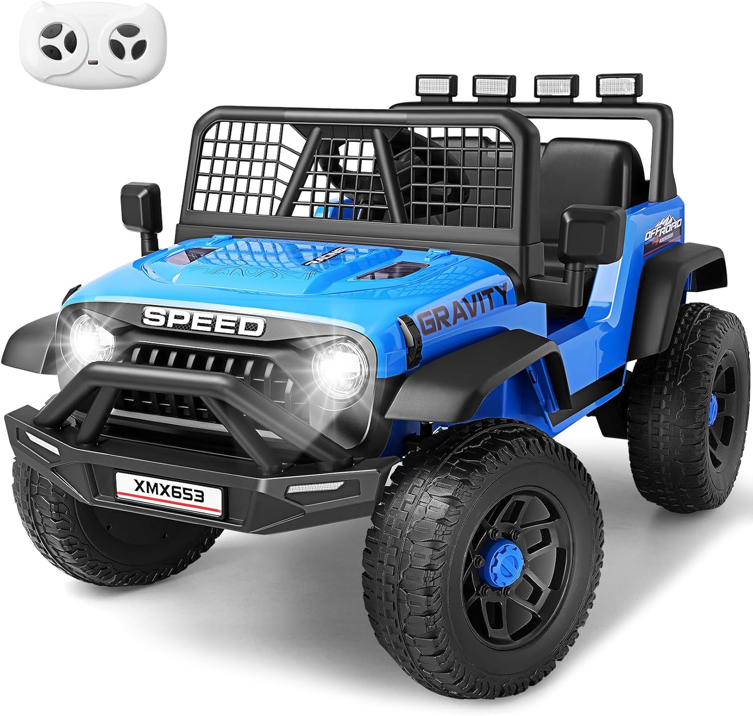 Children's Toy Car - 24V Ride on Car with Remote Control,Toddler Electric Car, 2×100W Strong Motors, Shock Springs, Fast/Slow Speeds, Drving/Reverse, LED Light&Music&Horn&Bluetooth, 1 Wide Seat