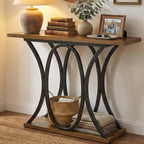 Dining Table and Chairs - Entryway Console Table, 40 Inch Narrow Wood Hallway Table Foyer Table Behind Couch, Sofa Table with Metal Legs and 1.18 Thick Board