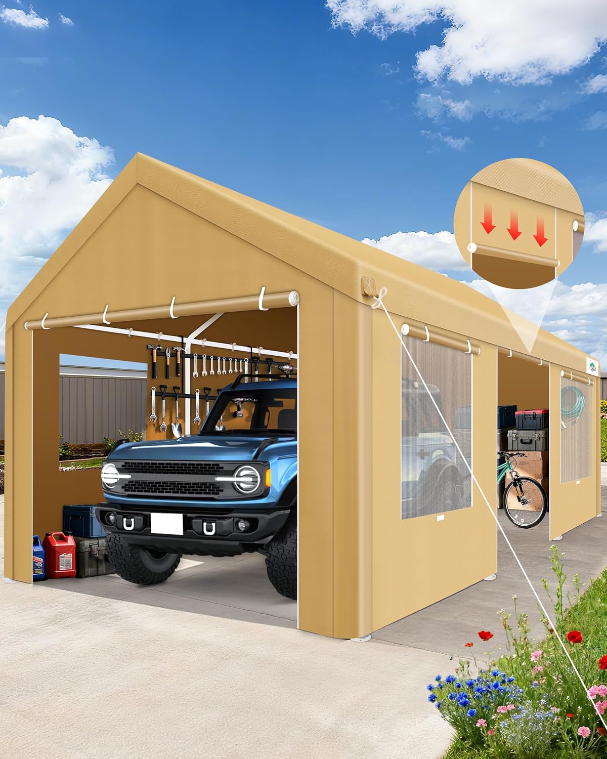 Canopies & Tents - COBIZI Carport 12x20ft Heavy Duty Portable Garage