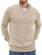 COOFANDY Men's Half Zip Knitted Sweater Long Sleeve Fall Fashion Pullover Sweaters Navy Blue