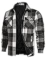 COOFANDY Mens Plaid Shirt Jackets Quilted Cotton Lined Flannel Jacket Long Sleeve Thick Shacket Fall Winter Outwear