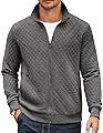 COOFANDY Men's Casual Stylish Jackets Zip Up Hoodless Sweatshirt Lightweight Quilted Sweatshirt Mock Neck Sweater Cardigan