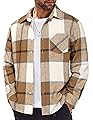 COOFANDY Mens Long Sleeve Flannel Shirt Cotton Collared Button Up Shirts Casual Plaid Shirt