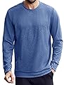 PINSPARK Men's Long Sleeve Shirts Crew Neck T-Shirt Casual Pullover Tees Soft Stretch Basic Tee Shirt with Zipper Pocket