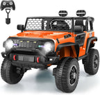 Children's Toy Car - Two Seater Ride on Cars for Kids, 24V Electric Ride on Toys for Big Kids W/Parental Remote, 4x100W Powerful Wheels, Music, LED Lights, 4WD/2WD Switchable