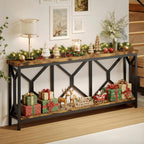 Dining Table and Chairs - 70.9" Extra Long Entryway Table, Industrial Narrow Console Table Behind Couch with Large Storage Space, Thickened Sofa Table for Hallway, Entryway, Living Room