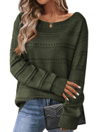 Zeagoo Womens Sweaters Cute Long Sleeve Off The Shoulder Pullover Tops Hollow Out Crochet Dressy Casual Outfits