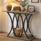 Dining Table and Chairs - Entryway Console Table, 40 Inch Narrow Wood Hallway Table Foyer Table Behind Couch, Sofa Table with Metal Legs and 1.18 Thick Board