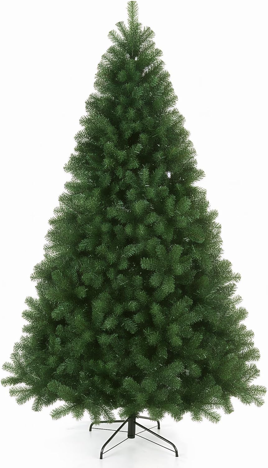 Christmas Tree - Artificial Christmas Tree, 6ft Green Premium Hinged Spruce Holiday Tree, Un-lit Automatic Open Easy Assembly & Party Decoration, Foldable Metal Stand