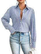 Zeagoo Womens Shirts Button Down Printed Lantern Long Sleeve Blouse Fashion Casual Tops 2025