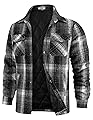 COOFANDY Flannel Shirt Jacket Men Plaid Long Sleeve Cotton Lightweight Quilted Jackets Winter Overshirts Shacket with Pockets