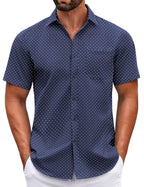COOFANDY Mens Short Sleeve Casual Button Down Shirts Summer Untucked Dress Shirts with Pocket