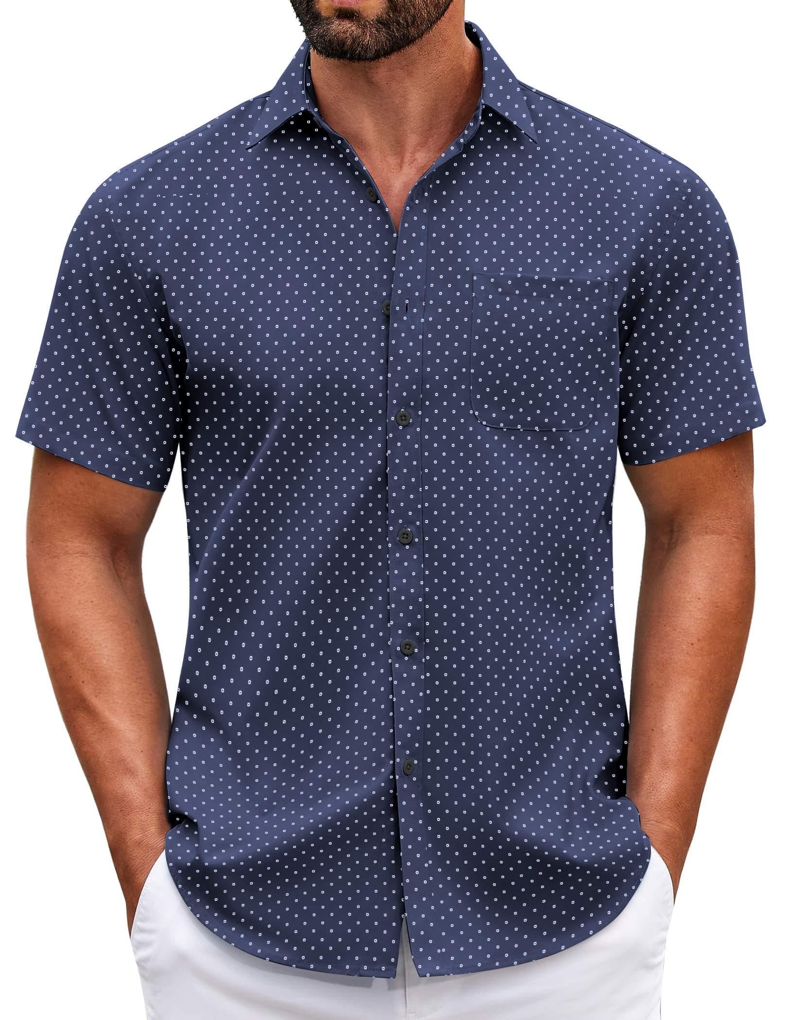 COOFANDY Mens Short Sleeve Casual Button Down Shirts Summer Untucked Dress Shirts with Pocket