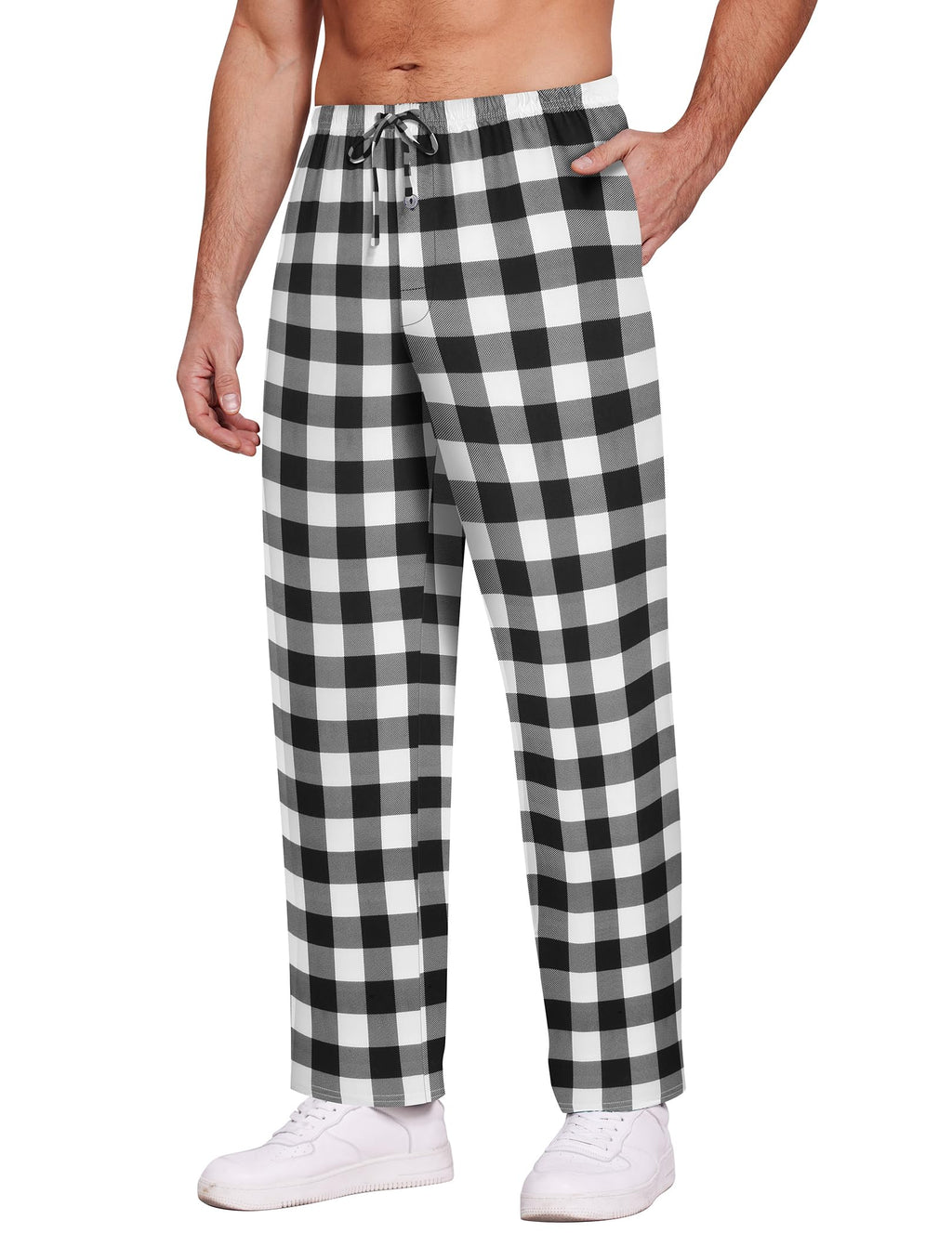 Ekouaer Men's Pajama Pants Plaid Pj Lounge Pants Soft PJ Bottoms with Pockets & Drawstring S-XXL