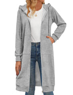 Zeagoo Women's Zip Up Hoodies Oversized Fleece Long Tunic Sweatshirts Casual Long Sleeve 2024 Fall Hoodie Jacket Coat