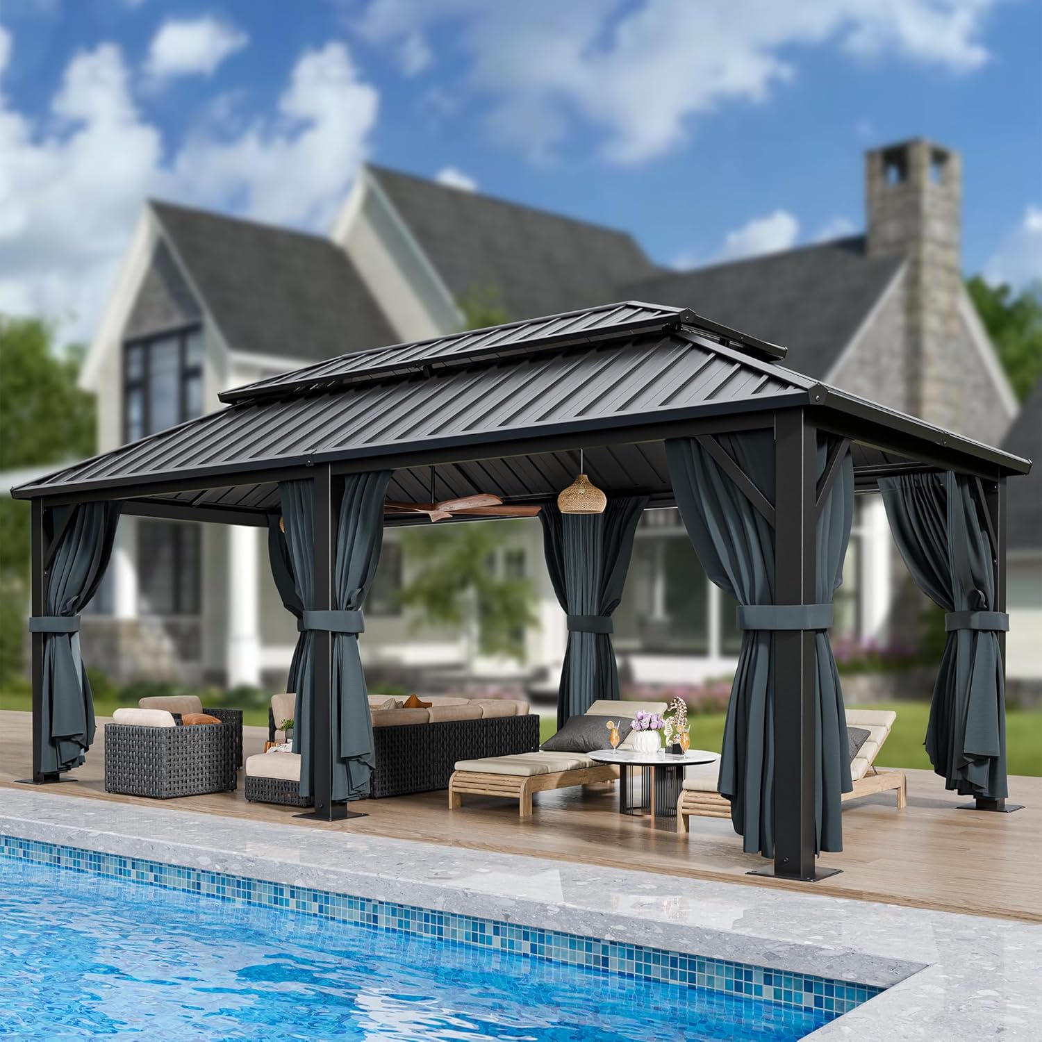 Canopies & Tents - COBIZI  12x20 Hardtop Gazebo with Metal Roof