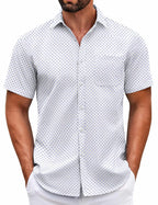 COOFANDY Mens Short Sleeve Casual Button Down Shirts Summer Untucked Dress Shirts with Pocket