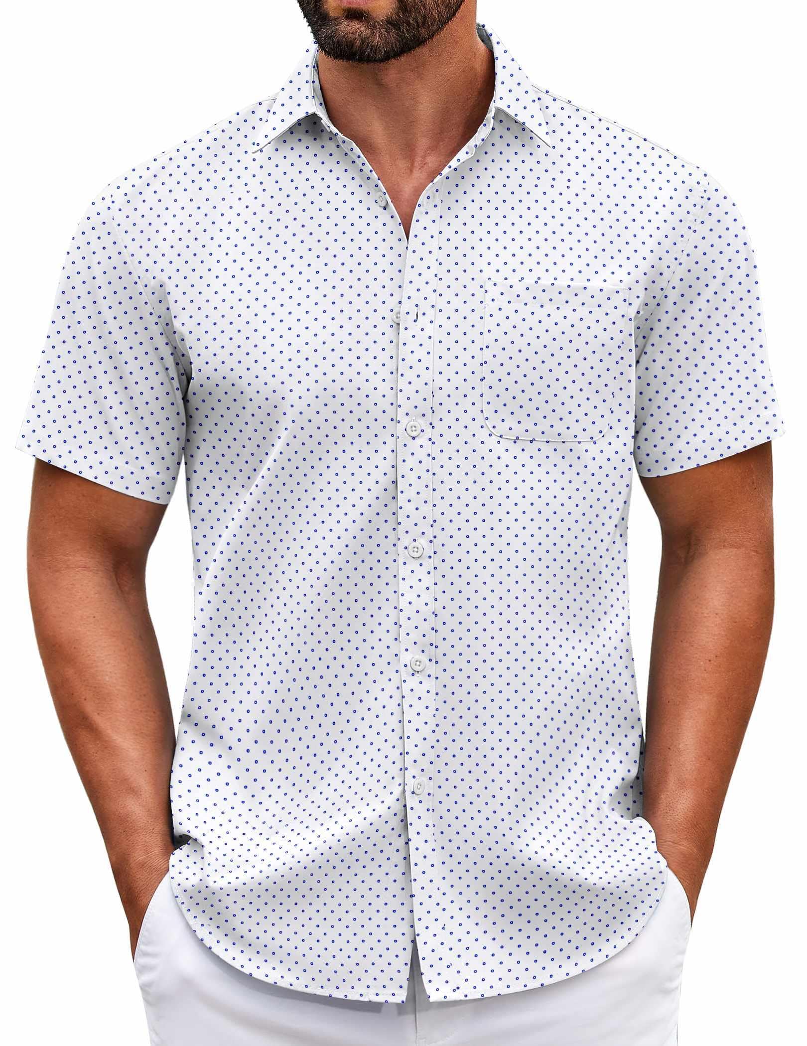 COOFANDY Mens Short Sleeve Casual Button Down Shirts Summer Untucked Dress Shirts with Pocket