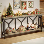 Dining Table and Chairs - 70.9" Extra Long Entryway Table, Industrial Narrow Console Table Behind Couch with Large Storage Space, Thickened Sofa Table for Hallway, Entryway, Living Room