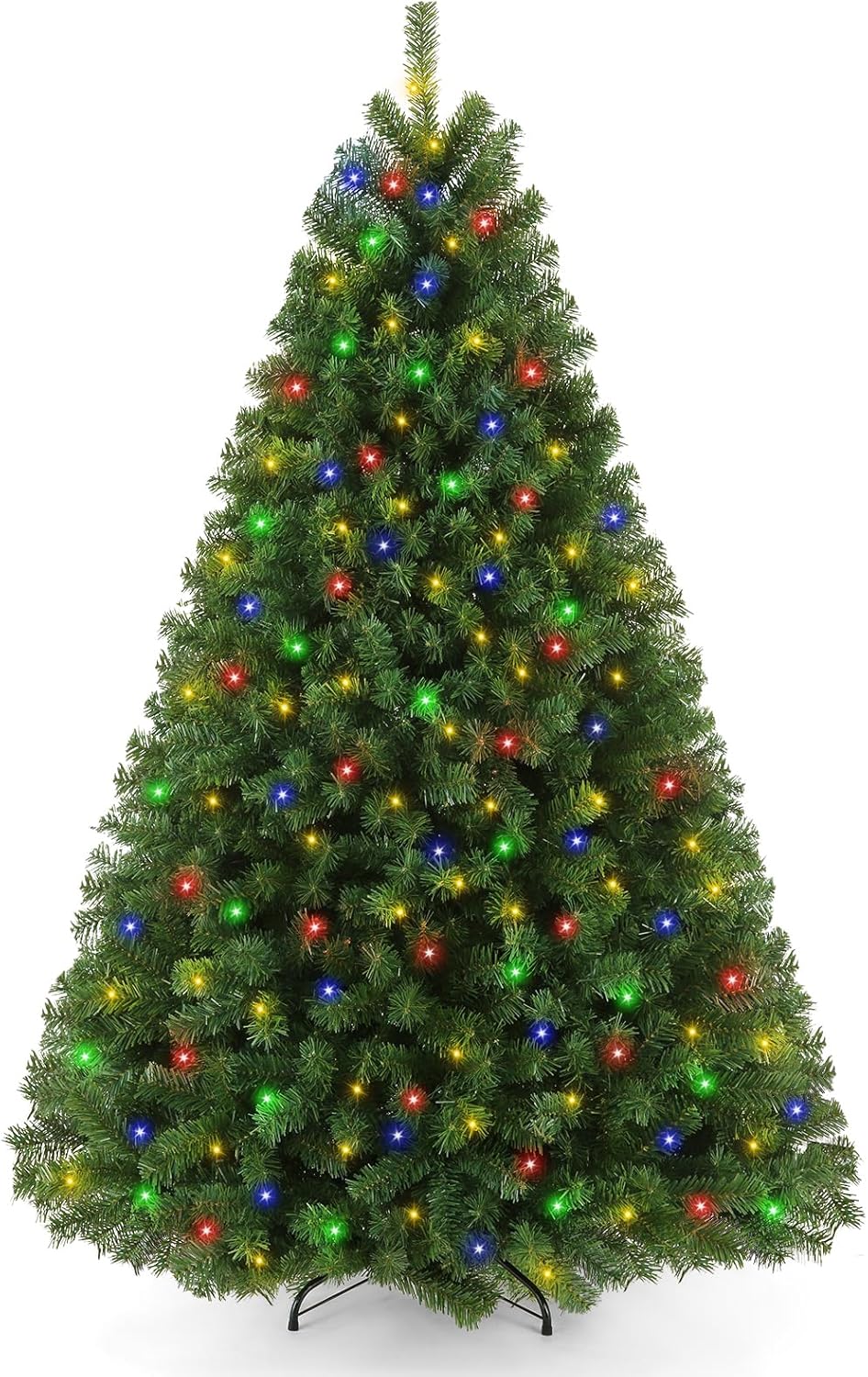 Christmas Tree - Himimi Pre-lit Artificial Christmas Tree with Multi Color Lights, 6ft Christmas Tree Holiday Home Party Decoration, 956 PVC Full Branches, 300 Colorful Lights, Metal Hinges & Foldable Base