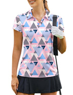 PINSPARK Womens Golf Shirt Short Sleeve Polo Shirts Quick Dry Tennis Tops V-Neck with Collar Pickleball Shirts Golf Outfits