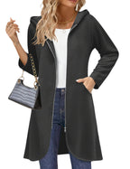 Zeagoo Women's Fall Jacket 2025 Zip Up Hoodies Long Sleeve Long Tunic Sweatshirts Oversized Fleece Casual Coat with Pocket