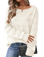 Zeagoo Womens Sweaters Cute Long Sleeve Off The Shoulder Pullover Tops Hollow Out Crochet Dressy Casual Outfits