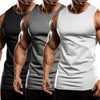 COOFANDY Men's 3 Pack Workout Tank Tops Sleeveless Gym Shirts Bodybuilding Fitness Muscle Tee Shirts (Black/Medium Grey/Army Green, X-Small)