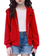 Arshiner Girls Zip Up Cropped Hoodies Teen Casual Long Sleeve Full-Zip Sweatshirts Jackets with Pockets