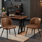 Dining Table and Chairs - Dining Chairs Set of 6, Upholstered Kitchen Chairs with Faux Leather Cushion Seat and Metal Legs, Mid Century Modern Dining Room Chair for Kitchen, Living Room, Easy Assembly