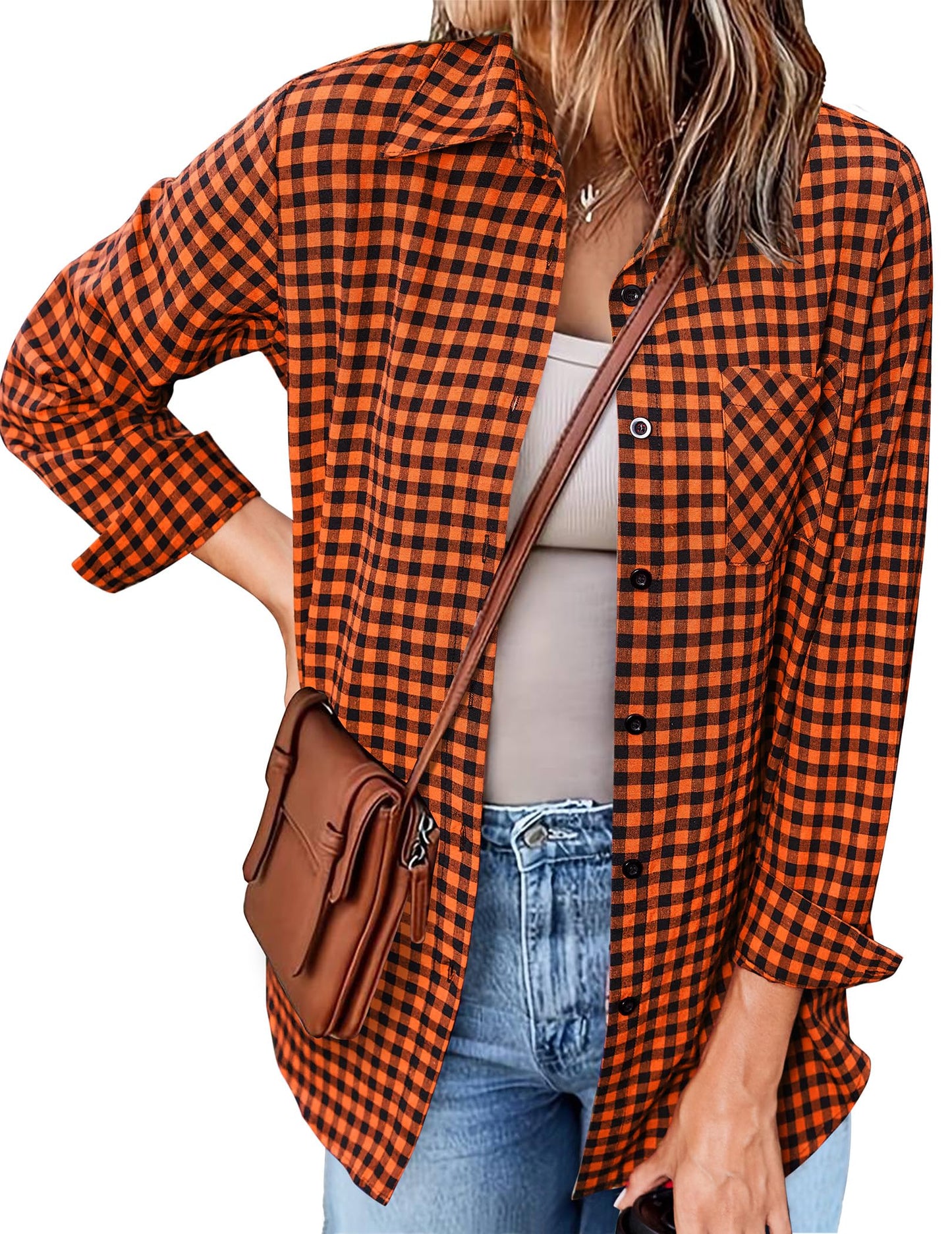Zeagoo Long Sleeve Plaid Shirt for Women Button Down Shirts Buffalo Shackets Business Casual Blouses
