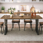 Dining Table and Chairs - 70" Long Dining Table for 6-8 People, Rectangular Wooden Kitchen Table with Thick Tabletop, X-Frame Metal Legs for Living Room, Dining Room, Office, Courtyard