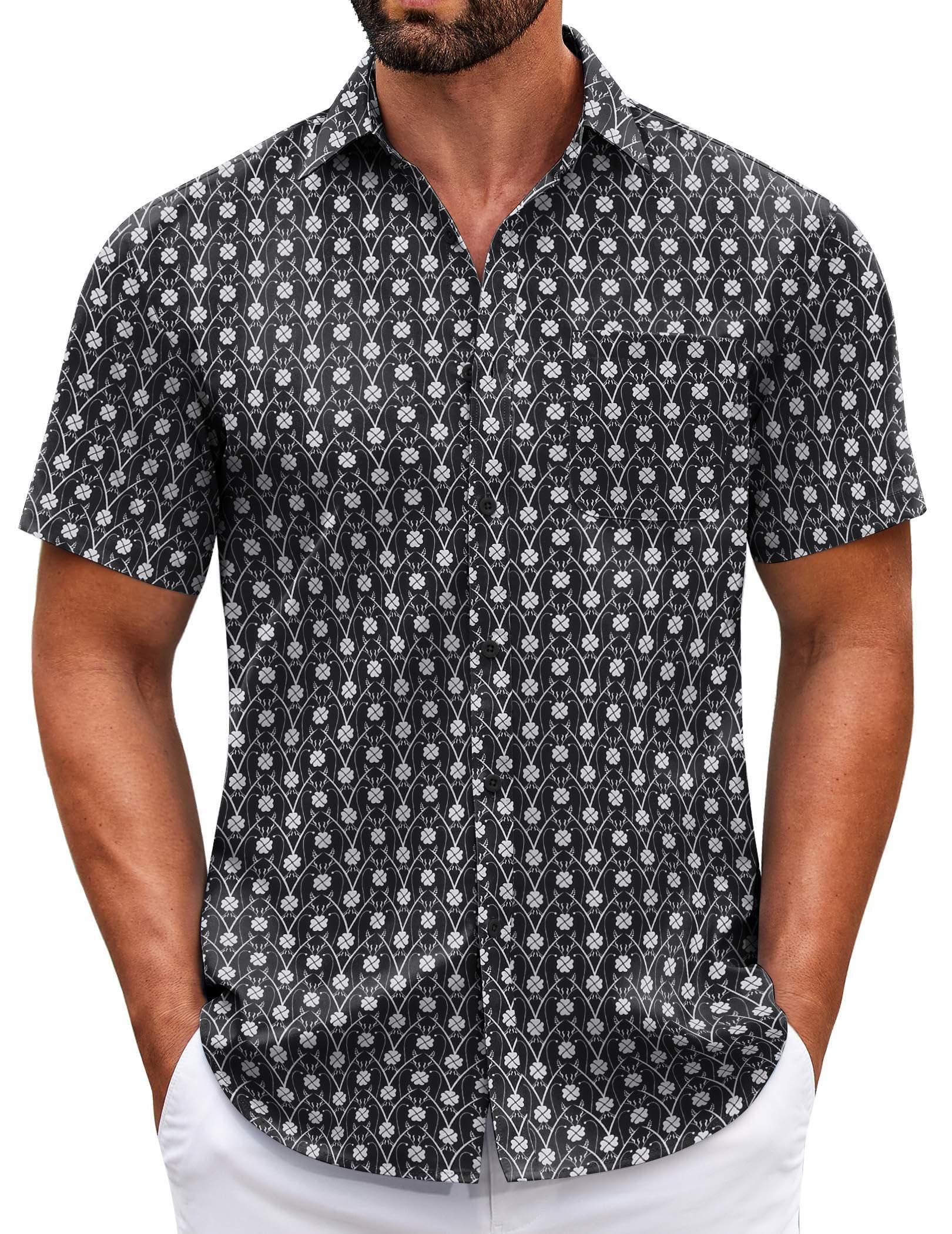 COOFANDY Mens Short Sleeve Casual Button Down Shirts Summer Untucked Dress Shirts with Pocket
