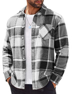 COOFANDY Casual Shirts for Men Long Sleeve Button Down Shirts Plaid Shirt Lightweight Flannel Shirt Jacket