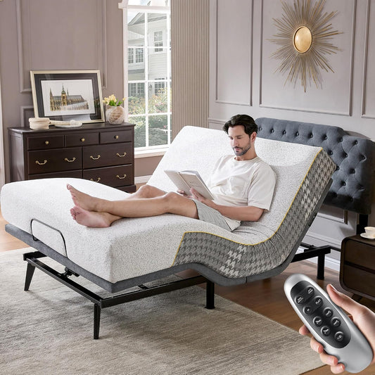 Adjustable bed frame queen with remote