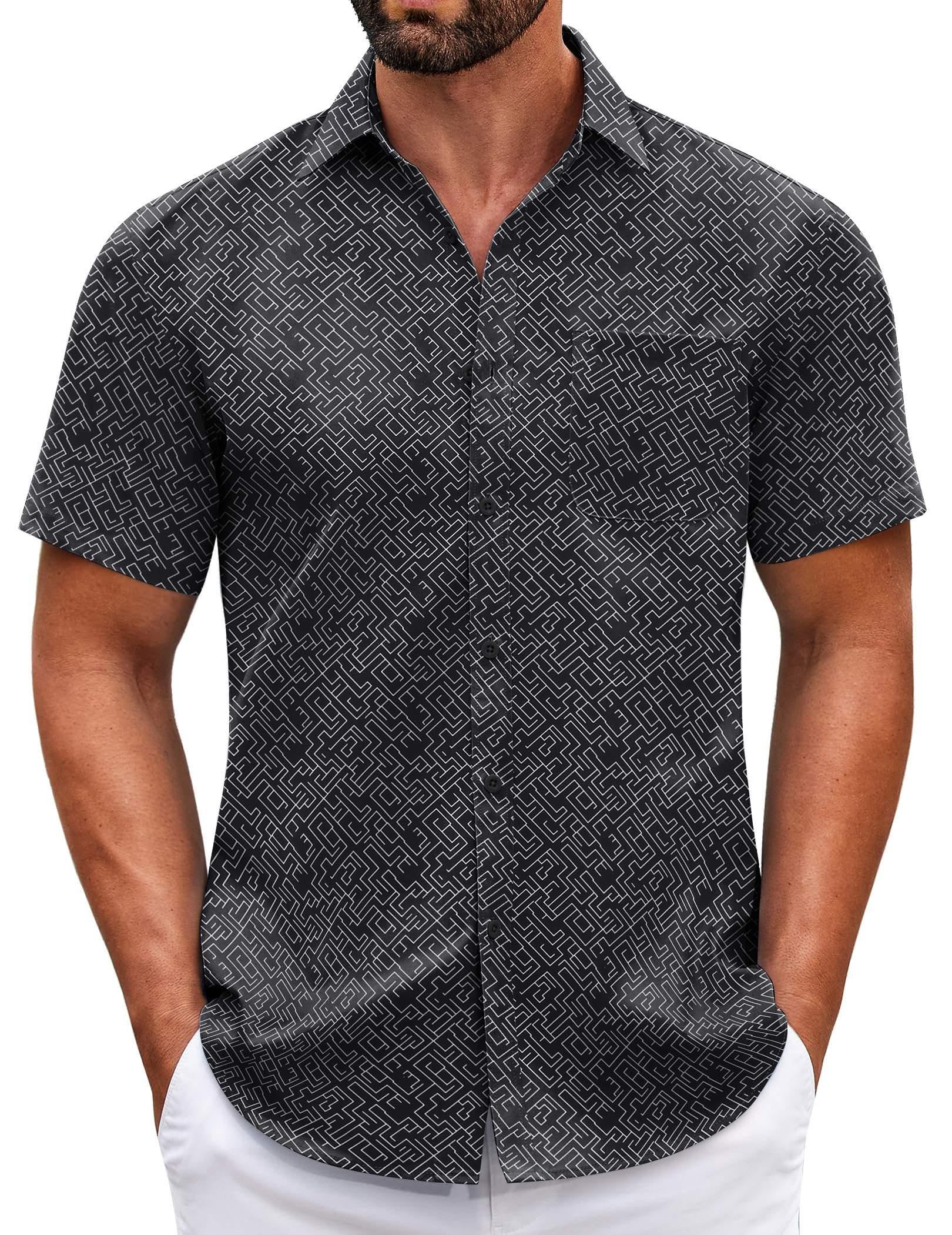COOFANDY Mens Short Sleeve Casual Button Down Shirts Summer Untucked Dress Shirts with Pocket