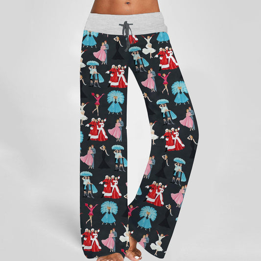 SHESHOW White Christmas Contrast Wide Leg Pants For Women