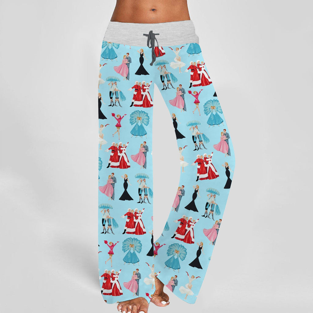 SHESHOW White Christmas Contrast Wide Leg Pants For Women