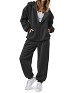 SHESHOW Oversized Zip Hoodie Sweatsuit Set For Women