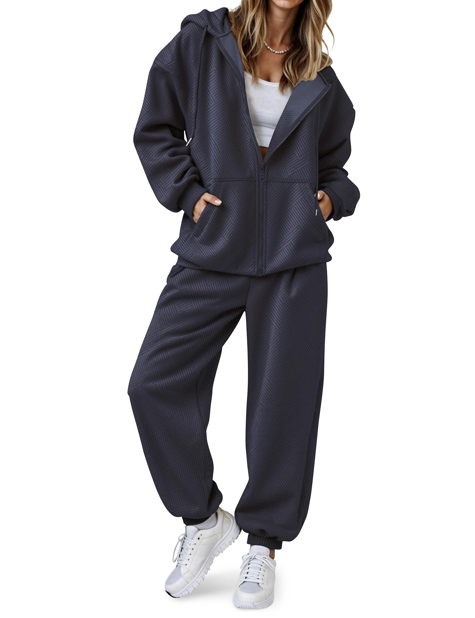 SHESHOW Oversized Zip Hoodie Sweatsuit Set For Women