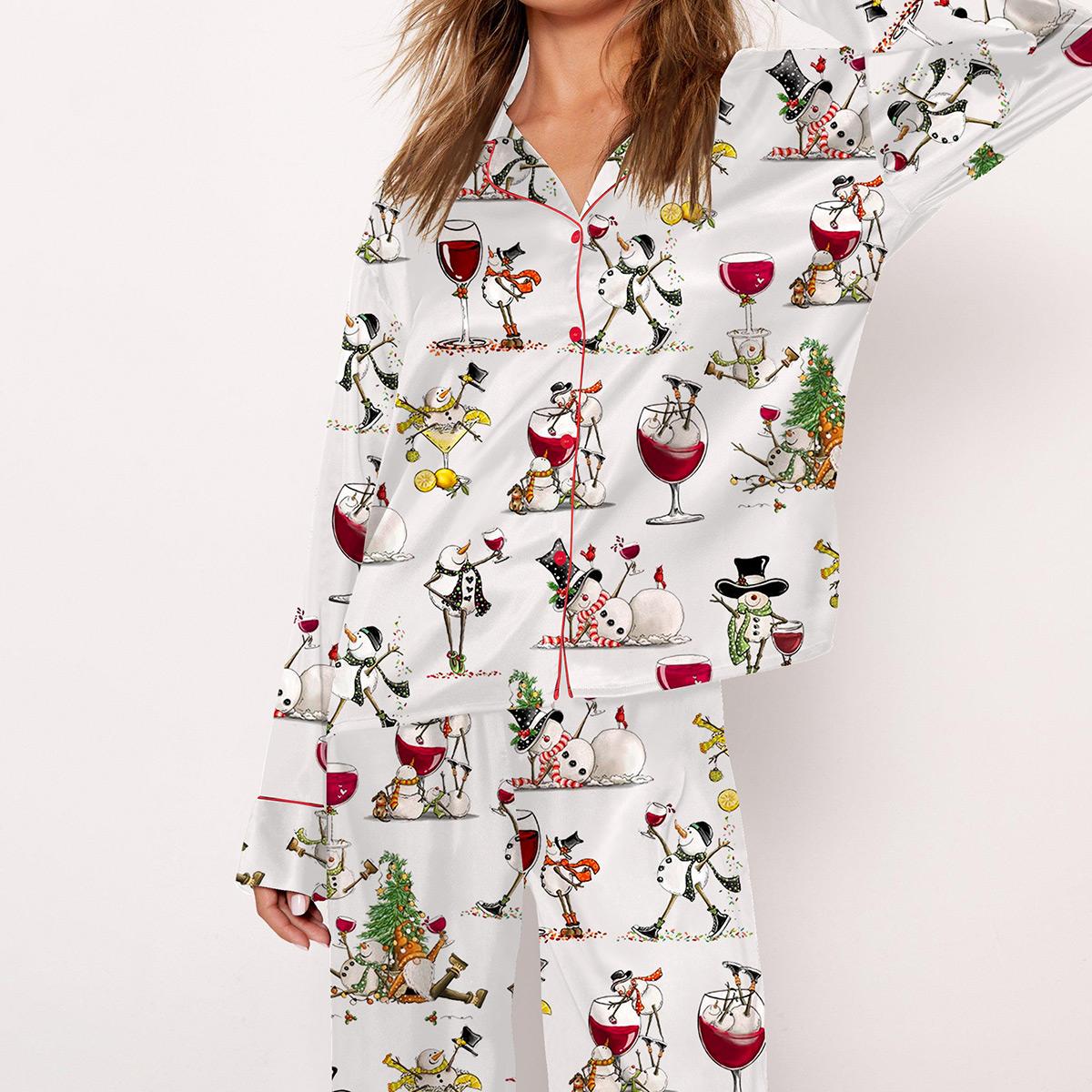 SHESHOW Winey Snowman Pajama Set