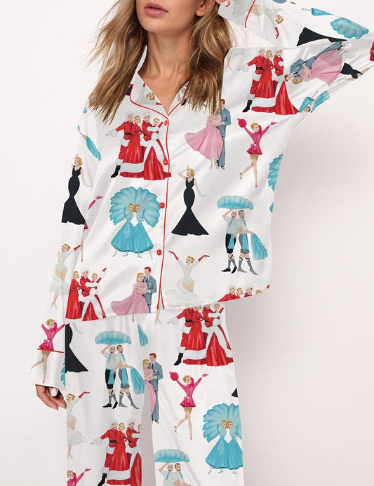 SHESHOW White Christmas Satin Pajama Set For Women