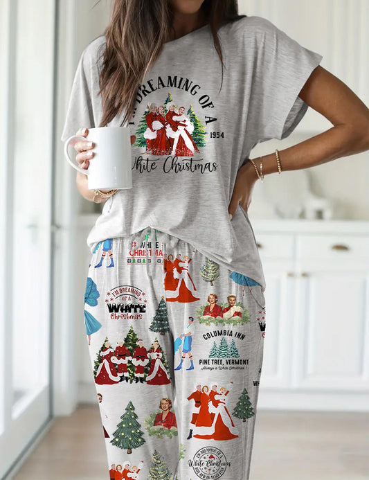 SHESHOW White Christmas Casual Pajama Set For Women