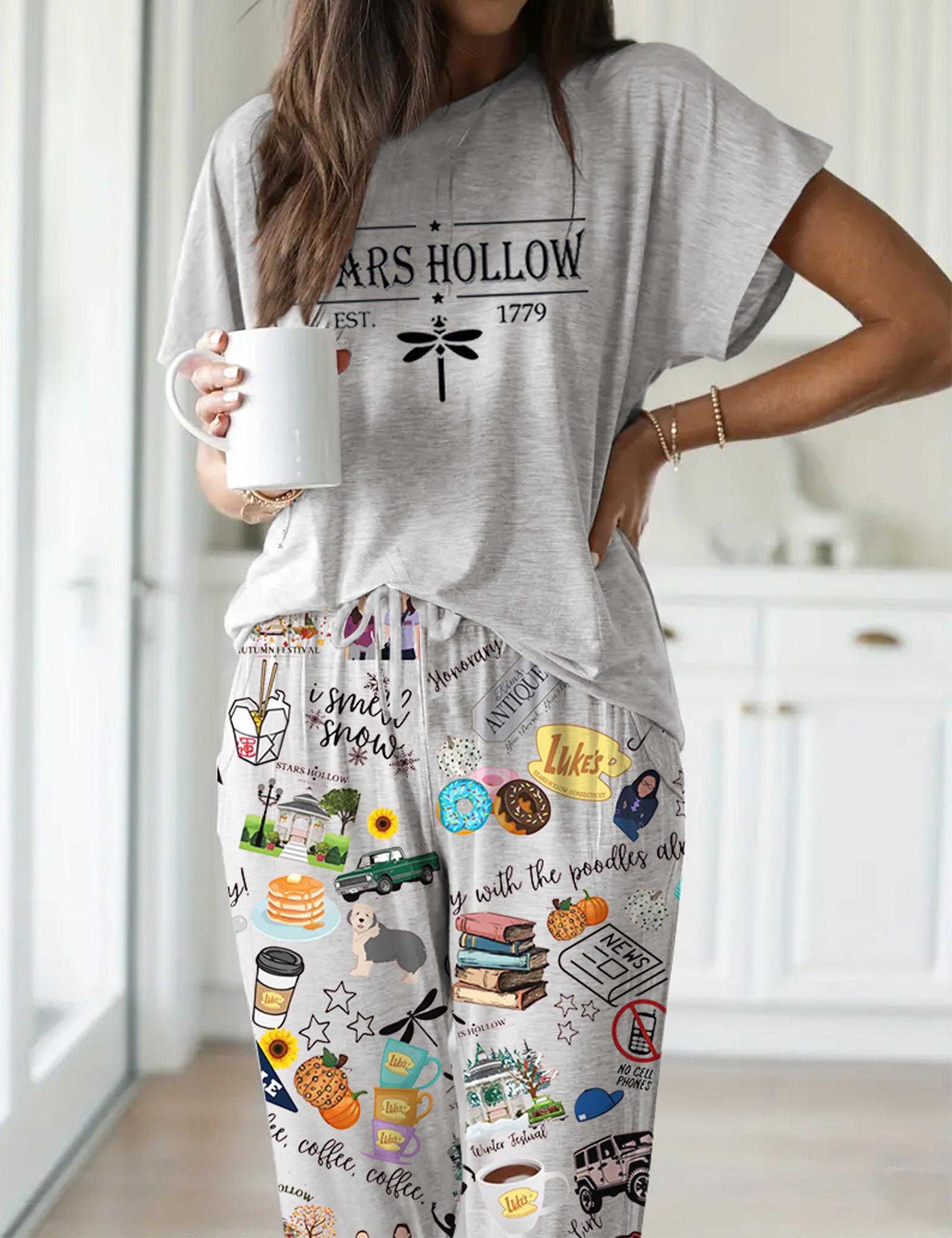 SHESHOW Stars Hollow Casual Pajama Set For Women