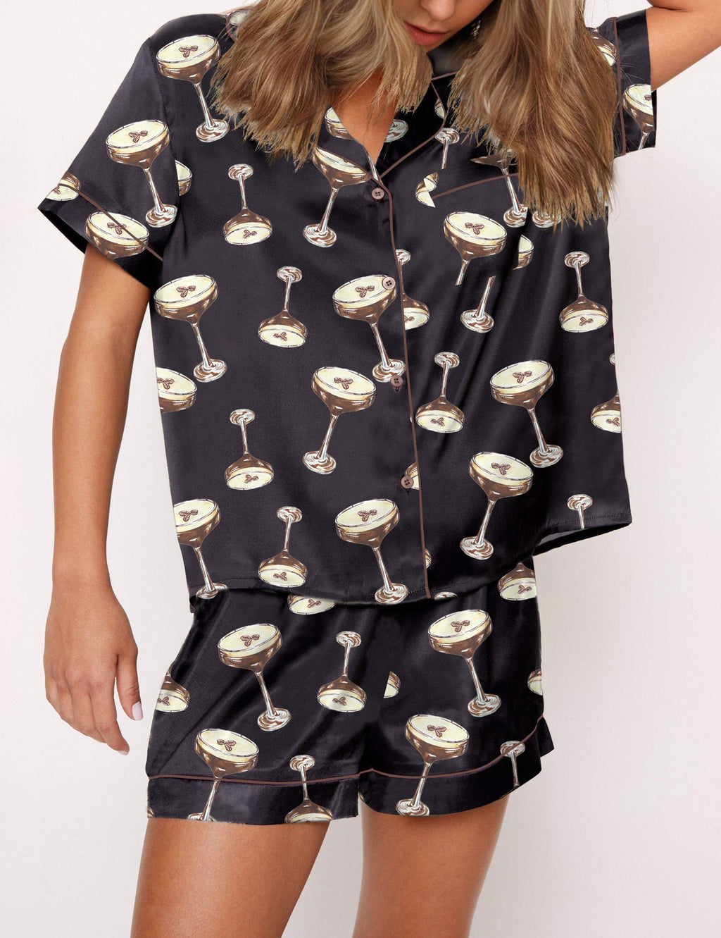 SHESHOW Espresso Martini Satin Pajama Set For Women