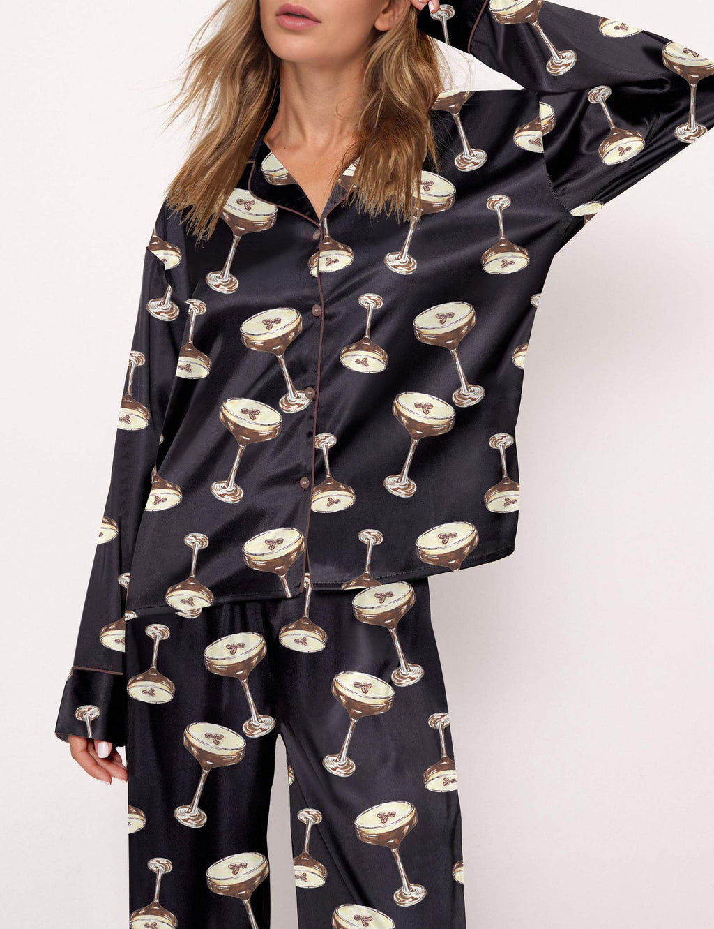 SHESHOW Espresso Martini Satin Pajama Set For Women