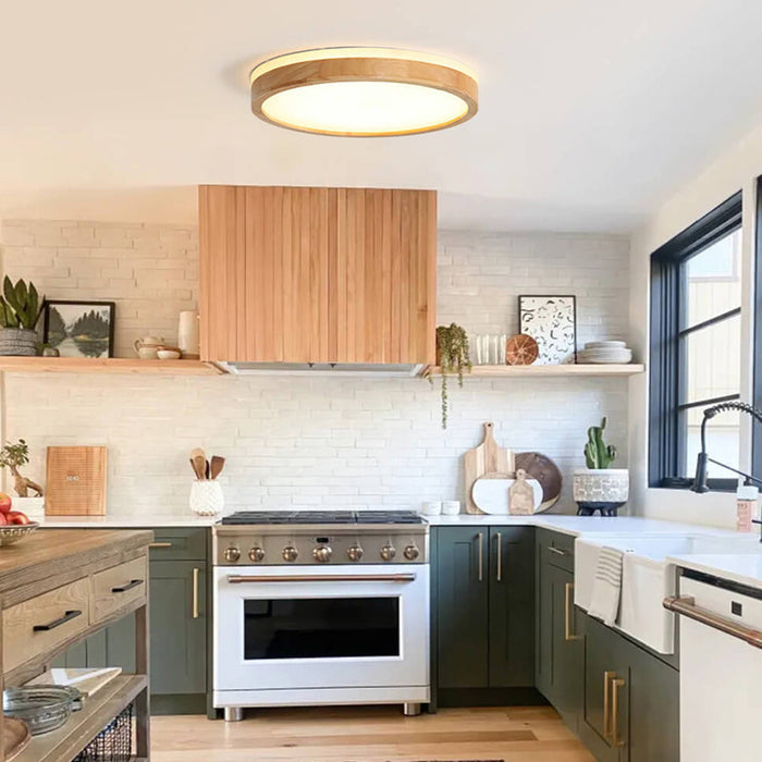 Lighting - LED Ceiling Light Wood Bedroom Warm White Ceiling Light Kitchen Lamp Round Ceiling Lamp Wood for Bedroom/Office/Kitchen/Children's Room/Hallway/Balcony